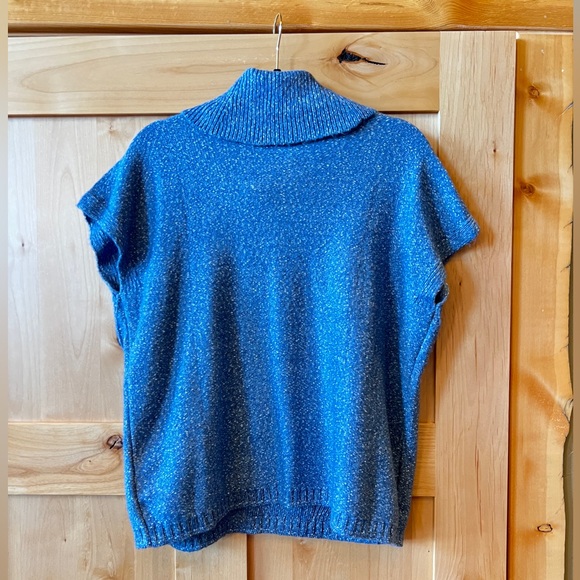 J Jill Wearever Cowl Neck Short-Sleeve Sweater, Size S, Moonlit Sky Heather 💙🩵 - Picture 6 of 8